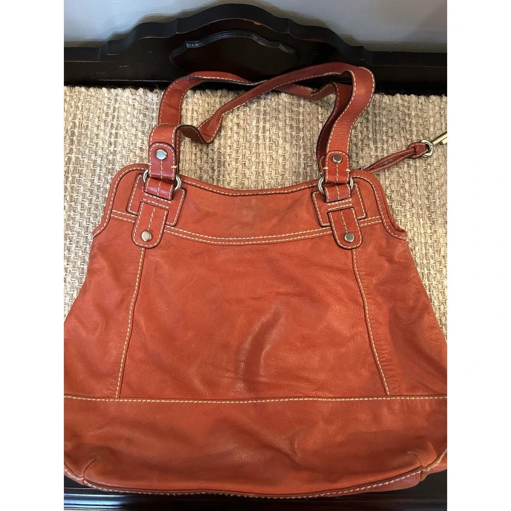 Vintage Fossil Burnt Orange Soft Leather Hobo Shoulder Bag Slouchy Purse 90's